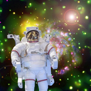 Astronot ve uzay, galaksiler ve yıldızlar. Bu im elemanları