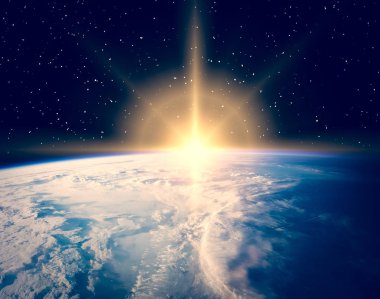 Dünya'da gün doğumu. Nasa tarafından döşenmiş bu görüntünün unsurları.