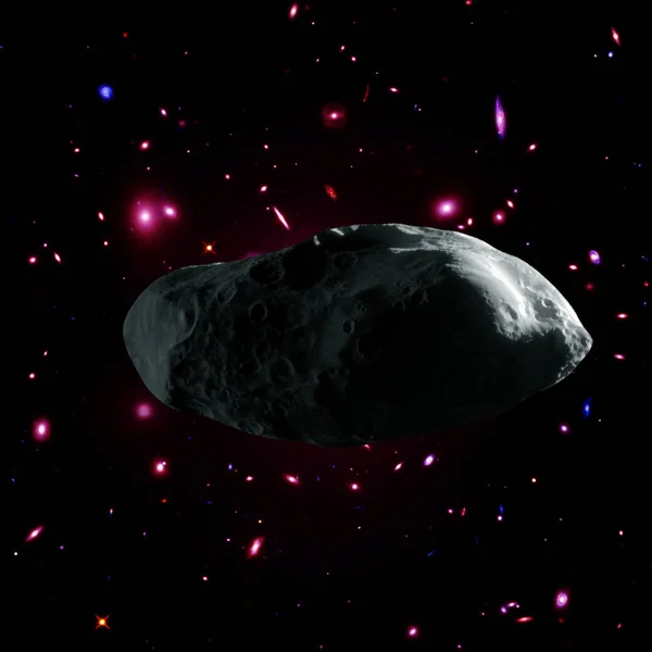 Asteroide volando en el espacio profundo. Galaxias y estrellas. Elementos — Foto de Stock