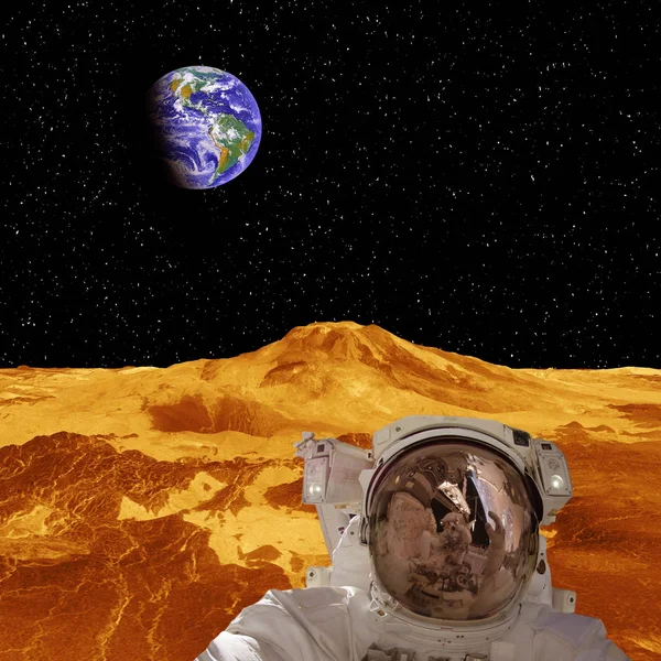 Planeta alienígena e o astronauta. Os elementos deste forno de imagem — Fotografia de Stock