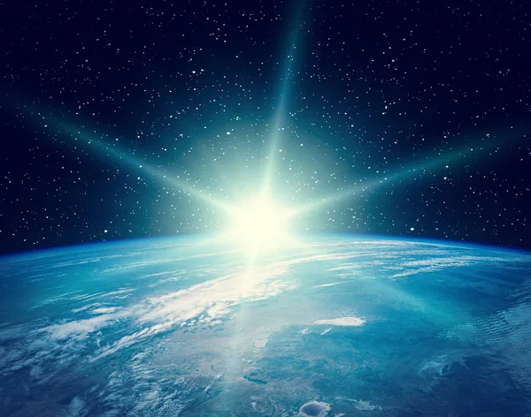 Terra dallo spazio durante un'alba. Gli elementi di questa immagine fu — Foto Stock