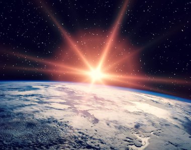 Gün doğumu ve yıldızlar. Nasa tarafından döşenmiş bu görüntünün unsurları.