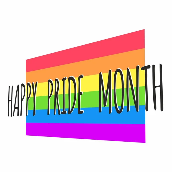 彩虹旗帜的Lgbt社区和题词 快乐骄傲的一个月 标志模板 同性爱情 选择自由和自豪日的媒介例证 — 图库矢量图片