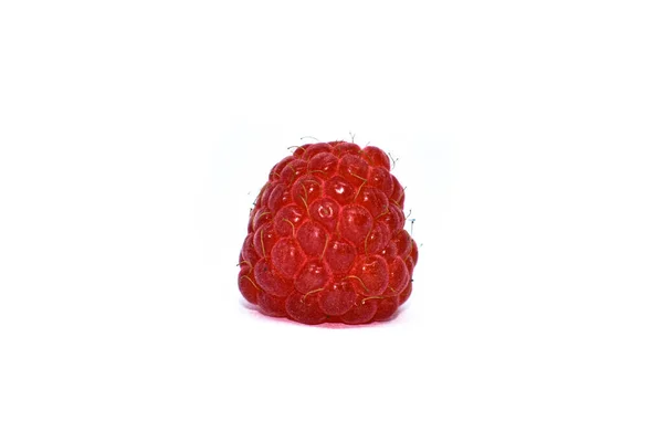 Saftige Himbeeren Isoliert Auf Weißem Hintergrund Die Saisonale Sommerbeere Ist — Stockfoto