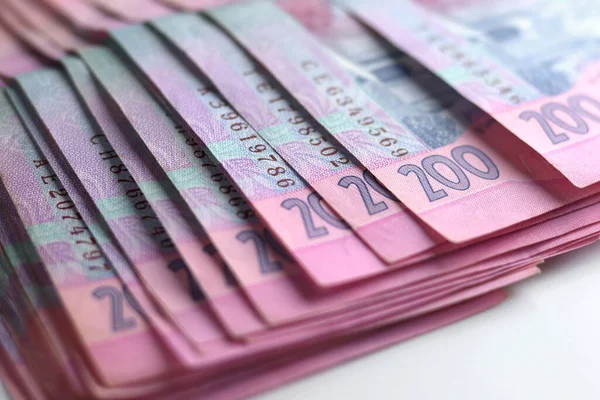 Para Ukrayna Hryvnia büyük banknotlar, yakın çekim kopya alanı