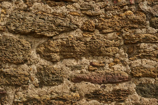 Ancient Stone Wall Yellow Grunge Texture Old Brick — Stock Photo, Image