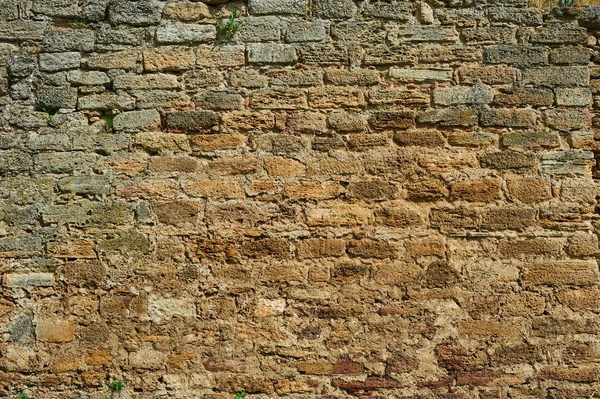 Ancient Stone Wall Yellow Grunge Texture Old Brick — Stock Photo, Image