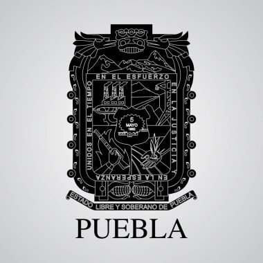 Puebla arması, silüeti. Meksika devlet. Vektör çizim