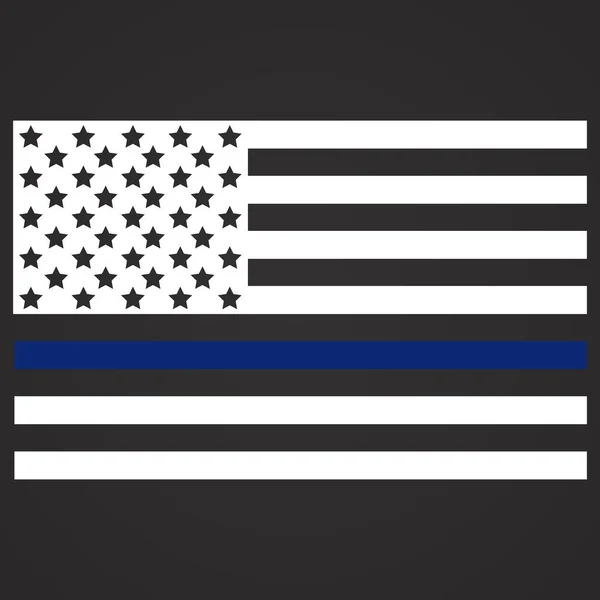 Ilustración Vectorial Bandera Del Departamento Policía Bandera Estadounidense Línea Azul — Vector de stock