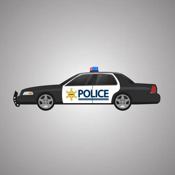 Police Car Vector Side View Usa Police Rooftop Flashing Lights — Stock Vector