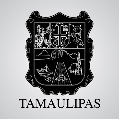 Tamaulipas arması silüeti. Meksika devlet. Vektör çizim