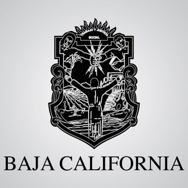 Baja California arması silüeti. Meksika devlet. Vektör çizim