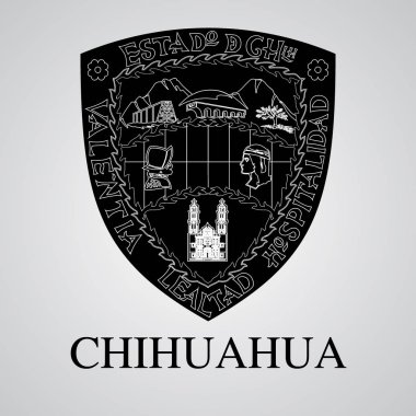 Chihuahua arması silüeti. Meksika devlet. Vektör çizim