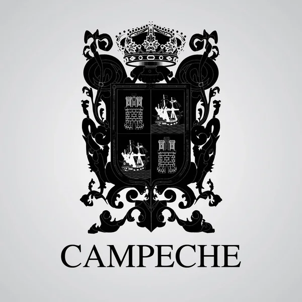 Silhouette Campeche Våbenskjold Mexicansk Stat Vektorillustration – Stock-vektor