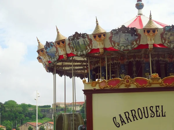 Vintage Carrousel Bij Zonsondergang Bayonne Frankrijk Kan 2018 — Stockfoto
