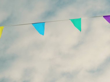 Festival bayrak üzerinde gökyüzü pitoresk Festivali kutlama