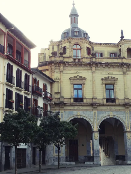 Detalle Plaza Del Ayuntamiento Viejo Hernani Ciudad Junto San Sebastián — Foto de Stock