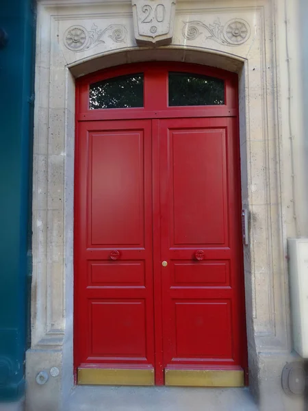 Puerta Roja Número — Foto de Stock