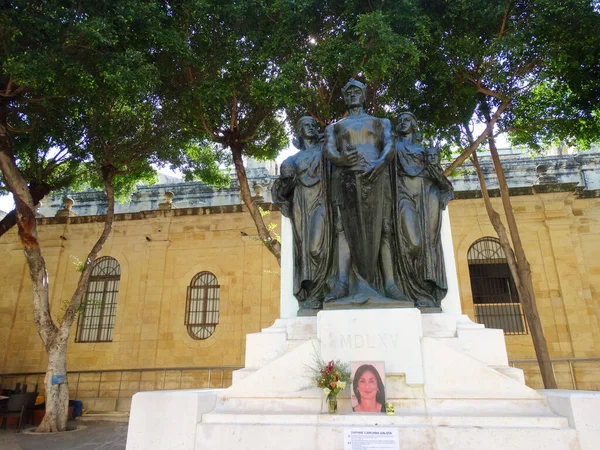 Statue Auf Einer Straße Von Valletta Malta September 2019 — Stockfoto
