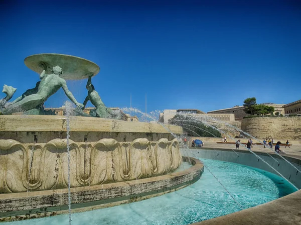 Tritonbrunnen Der Valletta Malta — Stockfoto