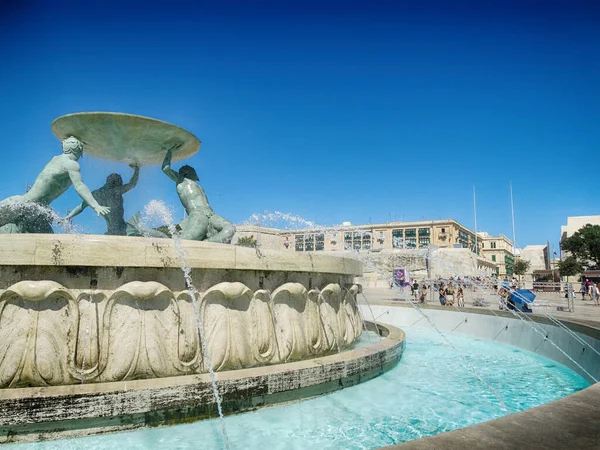 Tritonbrunnen Der Valletta Malta — Stockfoto