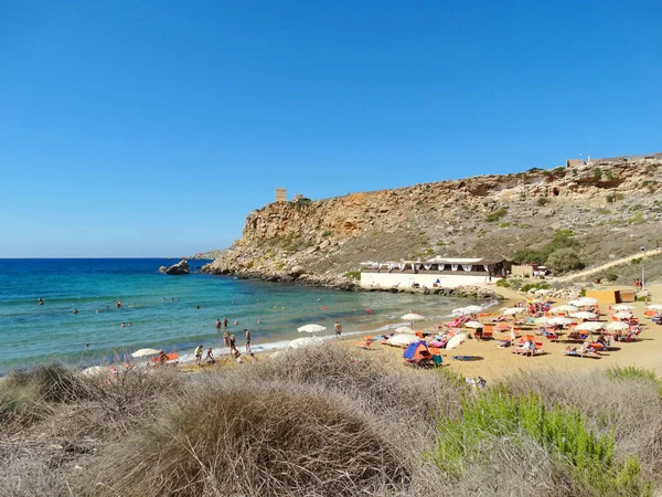 Praia Ghajn Tuffieha Malta — Fotografia de Stock