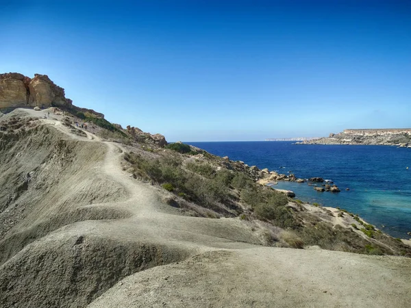 Malta Ghajn Tuffieha Golden Bay Punkt Widzenia — Zdjęcie stockowe
