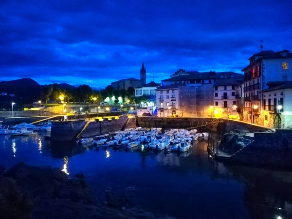 Mundaka Hafen Baskenland Spanien Bei Nacht — Stockfoto