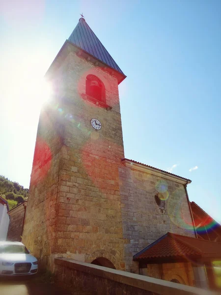 Belauntza Village Bask Bölgesindeki Eski Kilise Kulesi — Stok fotoğraf