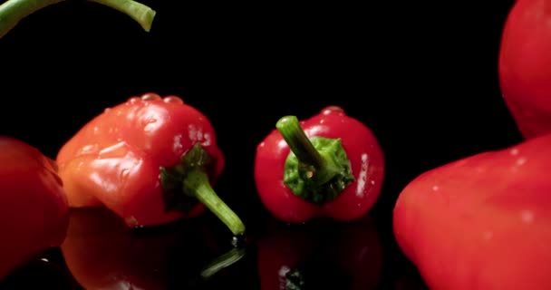 Kryddig peppar röd färsk chili paprika mat 4k hq super makro närbild — Stockvideo