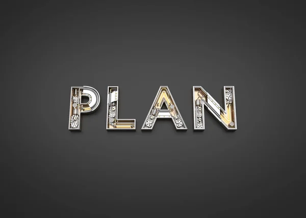 Plan Word Made Mechanic Alphabet Illustration — Stock Photo, Image