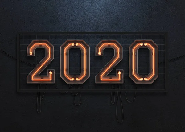 Новый 2020 год из неонового алфавита . — стоковое фото