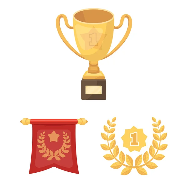 Premios y trofeos iconos de dibujos animados en la colección de conjuntos para el diseño.Recompensa y logro vector símbolo stock web ilustración . — Vector de stock