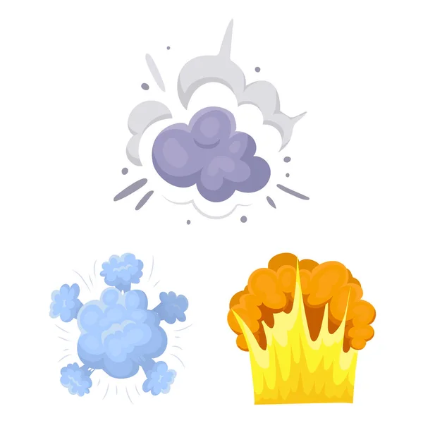 Различные взрывы иконки мультфильмов в коллекции наборов для design.Flash и вектор пламени символа фондового веб-иллюстрации . — стоковый вектор