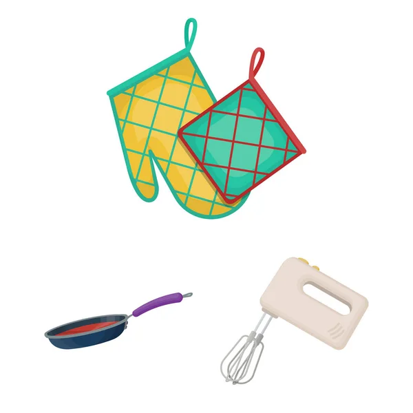 Ícones de desenhos animados de equipamentos de cozinha na coleção de conjuntos para design. Cozinha e acessórios símbolo vetorial ilustração web stock . — Vetor de Stock