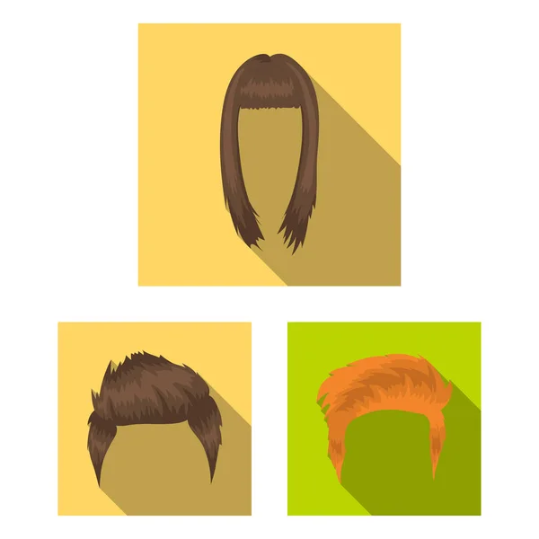 Mustache and beard, hairstyles flat icons in set collection for design. Stylish haircut vector symbol stock web illustration. — Stock Vector