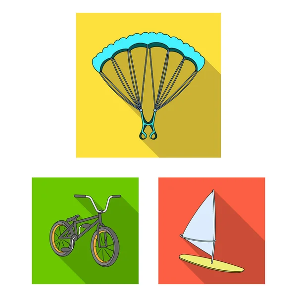 Extreme sport flat icons in set collection for design.Different kinds of sports vector symbol stock web illustration. — Stock Vector