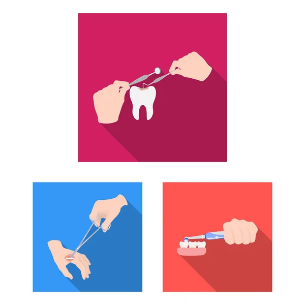 Manipulación por manos de iconos planos en la colección de conjuntos para el diseño. Movimiento de la mano en medicina vector símbolo stock web ilustración . — Vector de stock