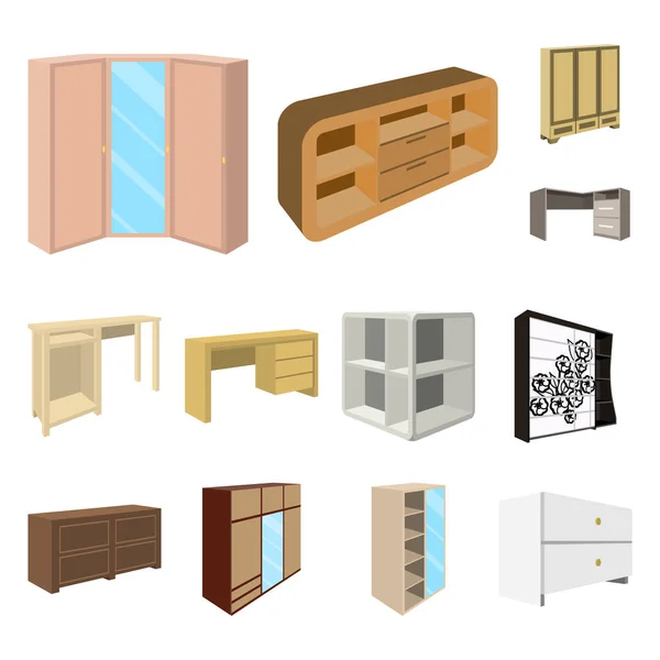 Iconos de dibujos animados de muebles de dormitorio en colección de conjuntos para el diseño. Muebles de madera modernos vector isométrico símbolo stock web ilustración . — Vector de stock