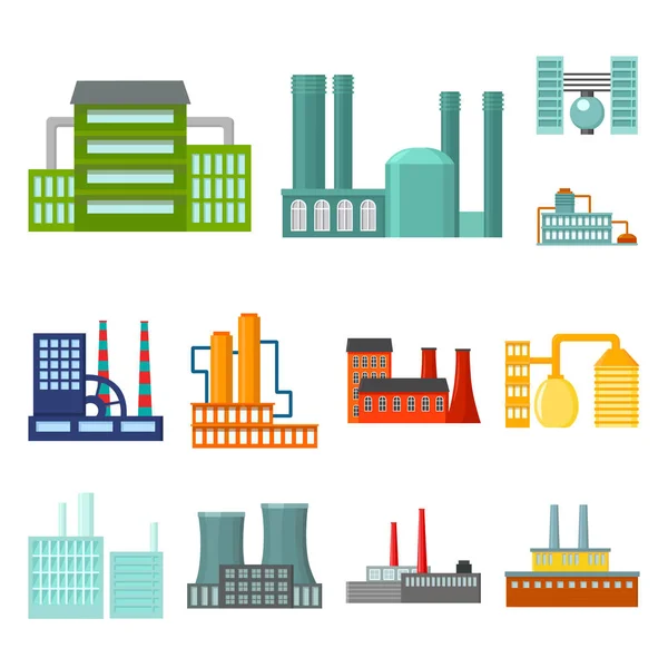 Factory and facilities cartoon icons in set collection for design. Factory and equipment vector symbol stock web illustration. — Stock Vector