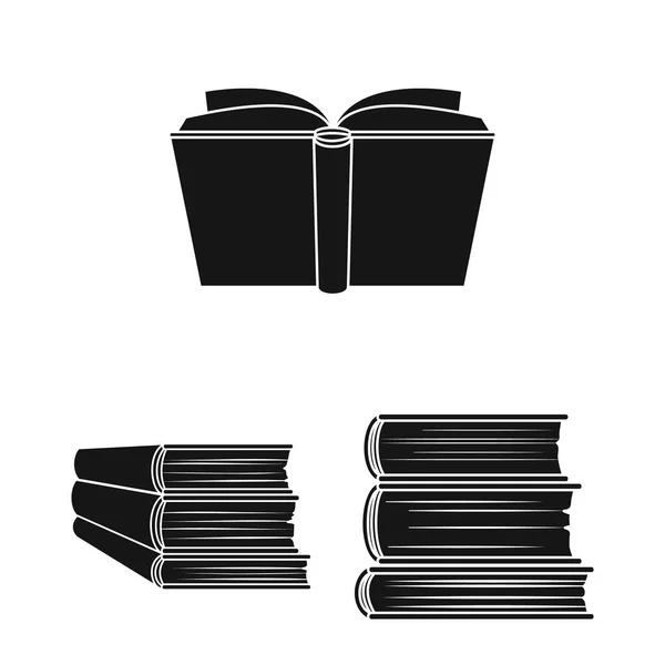 Könyv kötött fekete ikonok beállítása gyűjtemény design. Nyomtatott termékek szimbólum állomány honlap illusztráció vektor. — Stock Vector