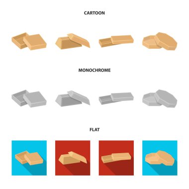 Case, kabuk, çerçeve ve diğer web simgesi karikatür, düz, tek renkli stil. Kutusu, konteyner, paket, küme koleksiyon simgeler.