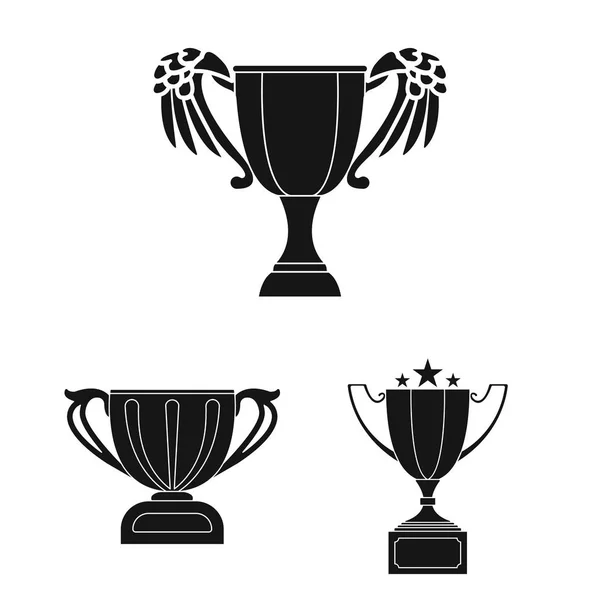 Goldene Tasse schwarze Symbole in Set-Kollektion für Design. Gewinner Cup Vektor Symbol Stock Web Illustration. — Stockvektor