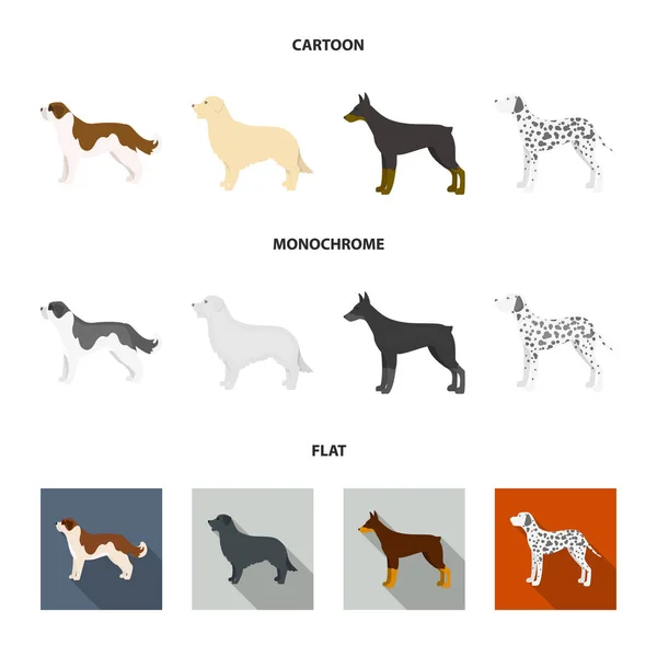 Αγίου Βερνάρδου, retriever, ντόμπερμαν, Λαμπραντόρ. Σκύλος φυλές σετ συλλογής εικόνες σε κινούμενα σχέδια, επίπεδη, μονόχρωμη στυλ διάνυσμα σύμβολο μετοχής εικονογράφηση web. — Διανυσματικό Αρχείο