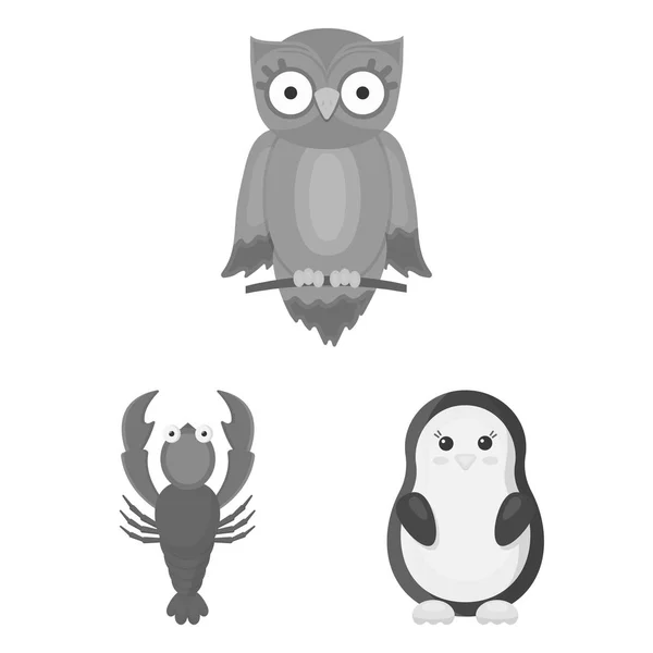Нереалістичні монохромні значки тварин у наборі для дизайну. Іграшкові тварини Векторний символ стокова веб-ілюстрація . — стоковий вектор