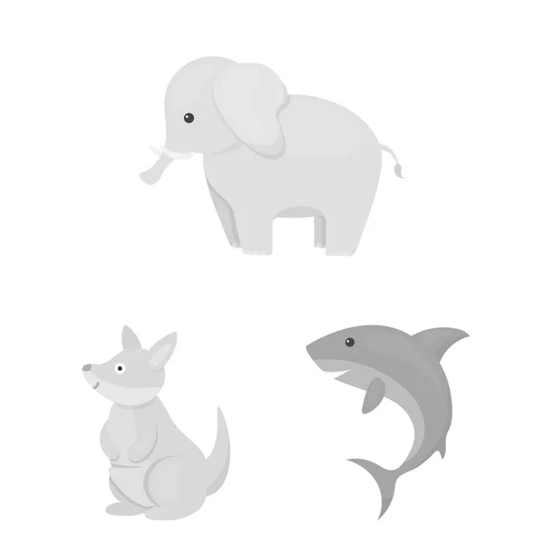 An unrealistic animal monochrome icons in set collection for design. Toy animals vector symbol stock web illustration. — Stock Vector