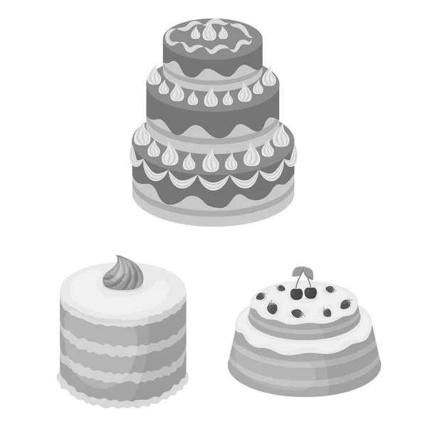 Kuchen Und Dessert Monochrome Symbole Set Kollektion Für Design Urlaub — Stockvektor