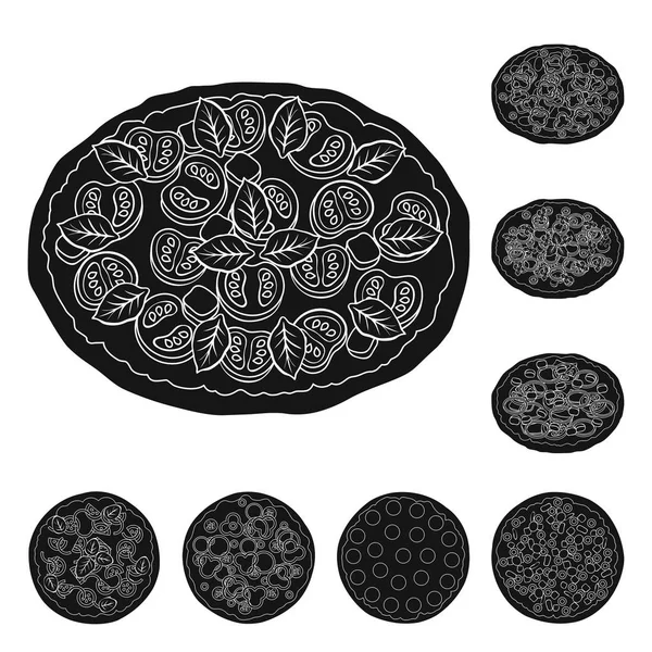 Olika pizza svart ikoner i set insamling för design. Pizza mat vektor symbol lager web illustration. — Stock vektor