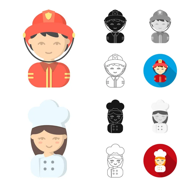 People of different professions cartoon,black,flat,monochrome,outline icons in set collection for design. Worker and specialist vector symbol stock web illustration.