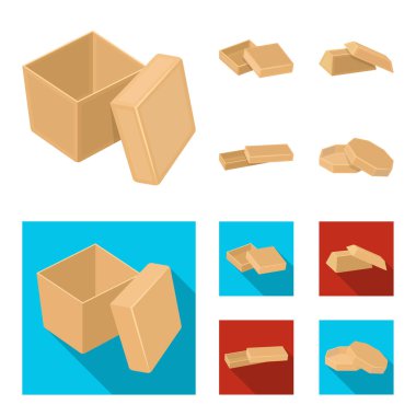 Dava, kabuk, çerçeve ve diğer web simgesi karikatür, düz stil. Kutusu, konteyner, paket, küme koleksiyon simgeler.